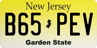 NJ license plate B65PEV