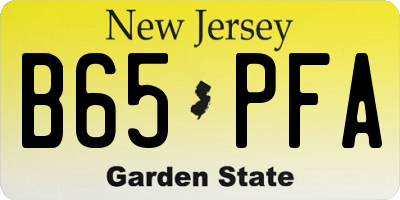 NJ license plate B65PFA