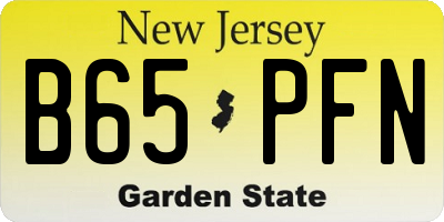 NJ license plate B65PFN