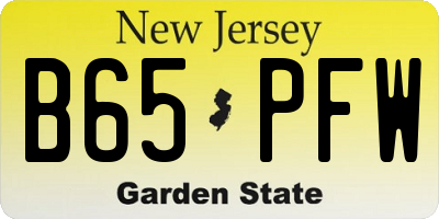 NJ license plate B65PFW