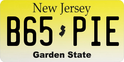 NJ license plate B65PIE