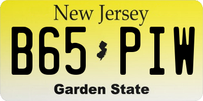 NJ license plate B65PIW