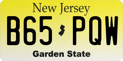 NJ license plate B65PQW