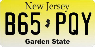 NJ license plate B65PQY