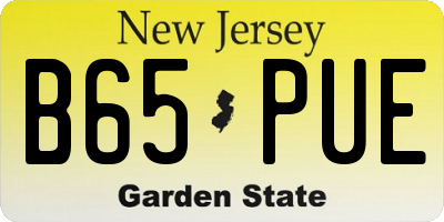 NJ license plate B65PUE
