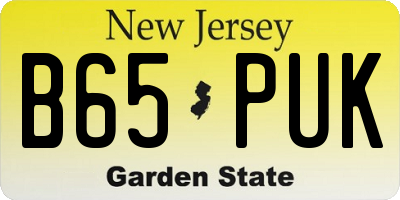 NJ license plate B65PUK