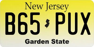 NJ license plate B65PUX