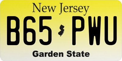 NJ license plate B65PWU