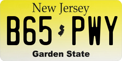 NJ license plate B65PWY