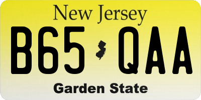 NJ license plate B65QAA