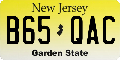NJ license plate B65QAC