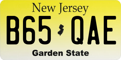 NJ license plate B65QAE