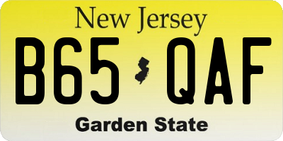 NJ license plate B65QAF