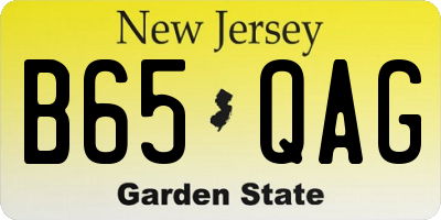 NJ license plate B65QAG
