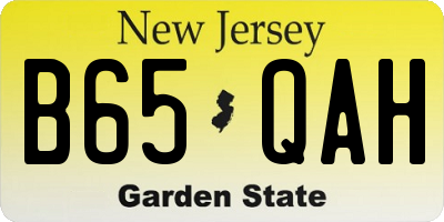 NJ license plate B65QAH
