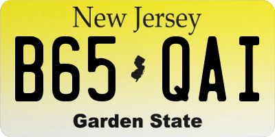 NJ license plate B65QAI