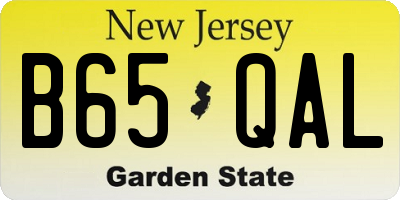 NJ license plate B65QAL
