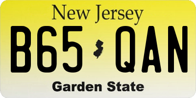 NJ license plate B65QAN