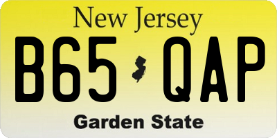 NJ license plate B65QAP