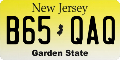NJ license plate B65QAQ