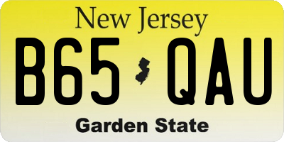 NJ license plate B65QAU
