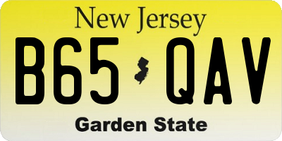 NJ license plate B65QAV