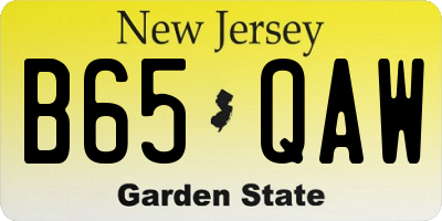 NJ license plate B65QAW