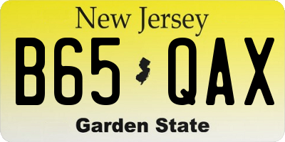 NJ license plate B65QAX