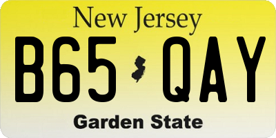 NJ license plate B65QAY