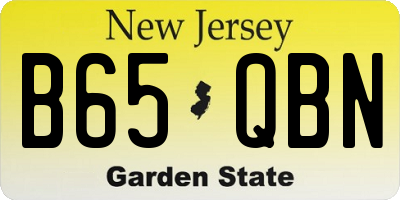 NJ license plate B65QBN