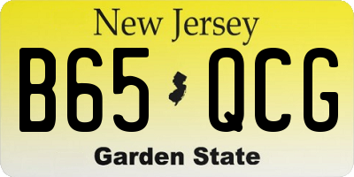 NJ license plate B65QCG