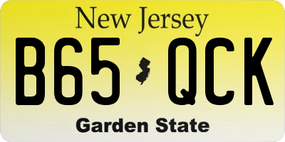 NJ license plate B65QCK