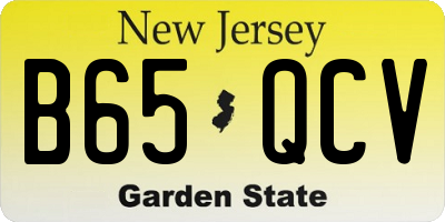 NJ license plate B65QCV