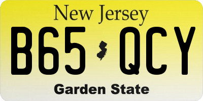 NJ license plate B65QCY