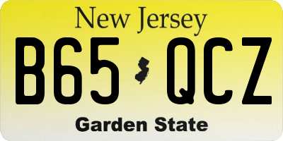 NJ license plate B65QCZ