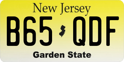 NJ license plate B65QDF