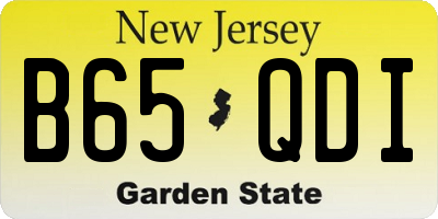 NJ license plate B65QDI