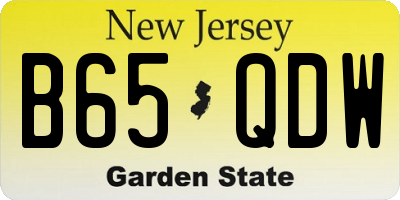 NJ license plate B65QDW