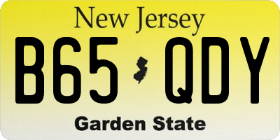 NJ license plate B65QDY