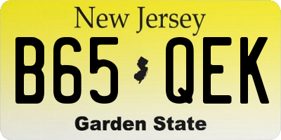 NJ license plate B65QEK