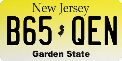 NJ license plate B65QEN