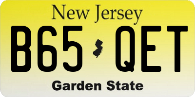 NJ license plate B65QET