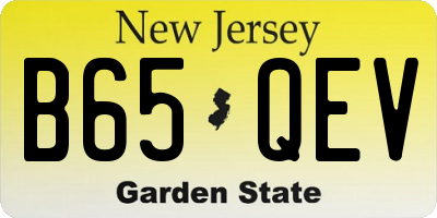 NJ license plate B65QEV