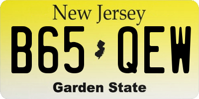 NJ license plate B65QEW