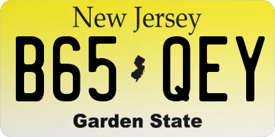 NJ license plate B65QEY