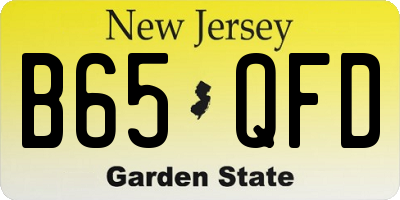 NJ license plate B65QFD