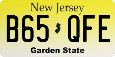 NJ license plate B65QFE