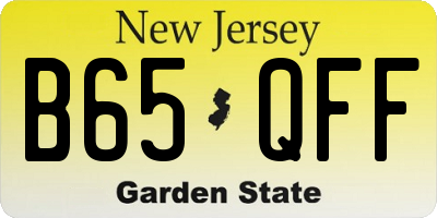 NJ license plate B65QFF