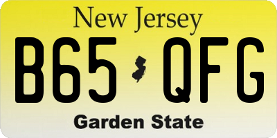 NJ license plate B65QFG
