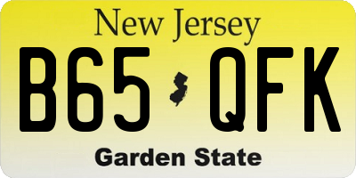 NJ license plate B65QFK